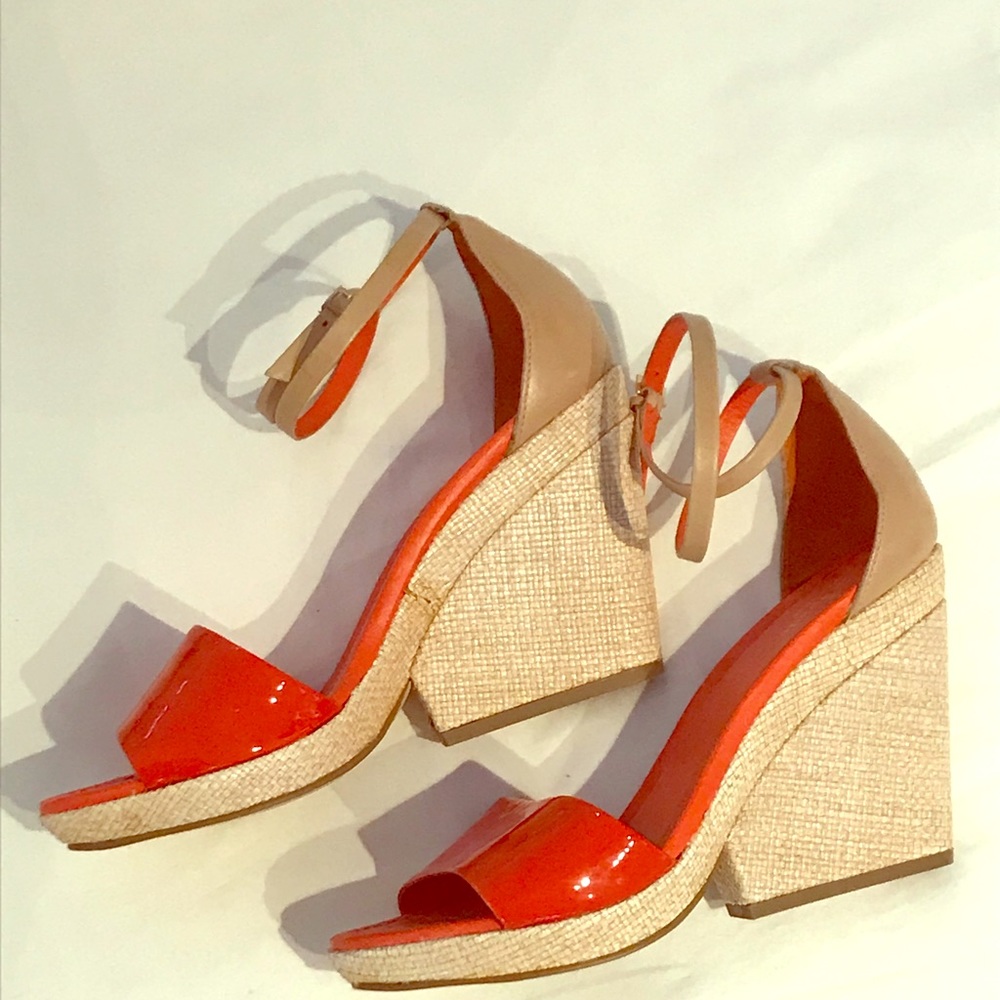 Kate Spade orange wedge heels - unworn size 9